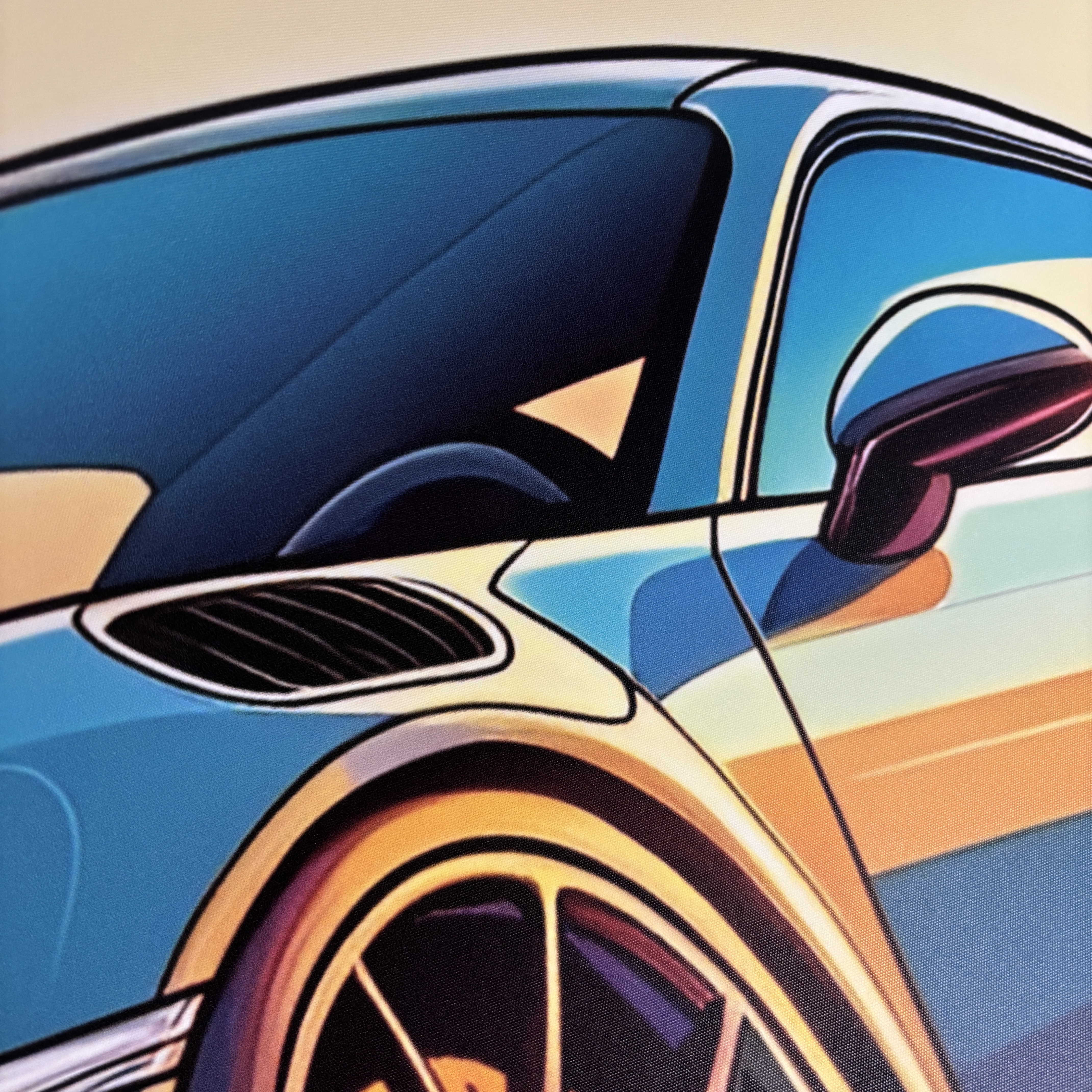 Kruhová textilná nálepka na stenu - Porsche 911 - detail 